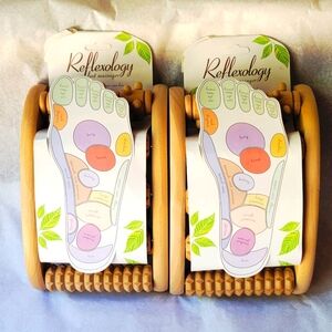 2 Spa Pleasures Reflexology Wooden Foot Roller Massagers, Healing Area Diagram